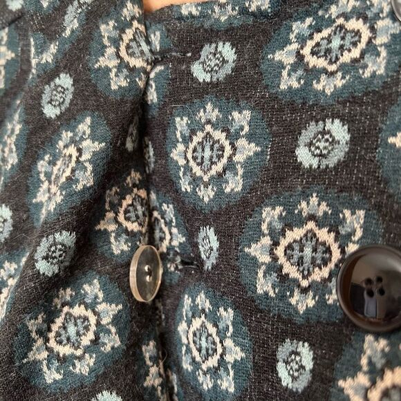 Diane von Furstenberg Geometric Print Wool Blend Military Button Blazer Jacket S - Picture 5 of 10